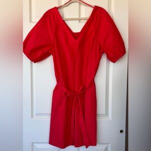 Banana Republic V-Neck Pouf Sleeve Cotton Dress Large NWT‎